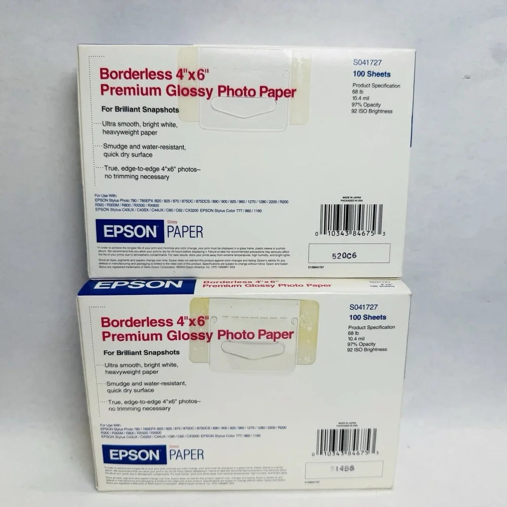 2‎ PACK Epson Premium Photo Paper Glossy, Borderless, 4